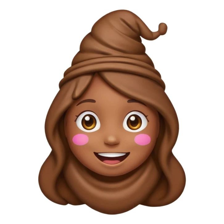 Un fille a la tête de caca smile et habillé en caca sticker