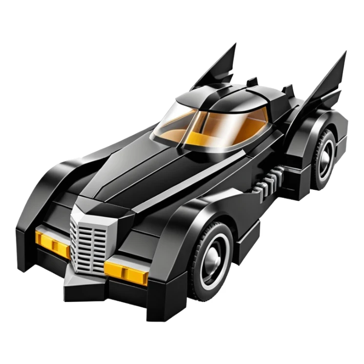 aerodynamic opulent dark futuristic concept Batmobile loosely based on 1976 V16 Cadillac roadster Lego (flat long straight faceted mechanical body) winged stealthy street hot rod  sticker