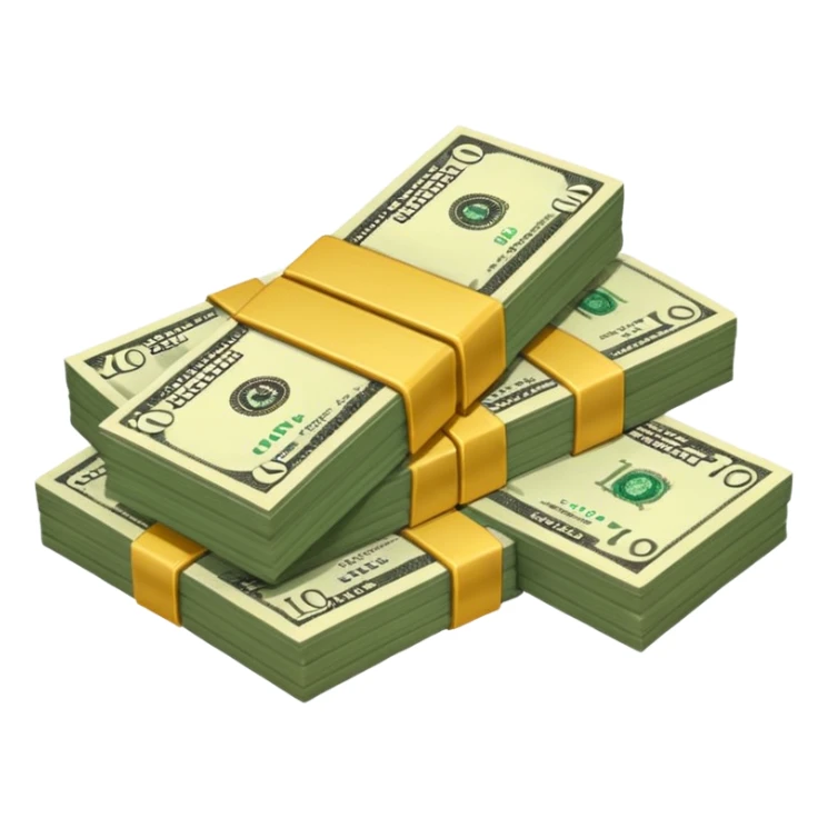 cash pile, make bills rectangular, next to a "10x" factor, looking like 10x CASH PILE sticker