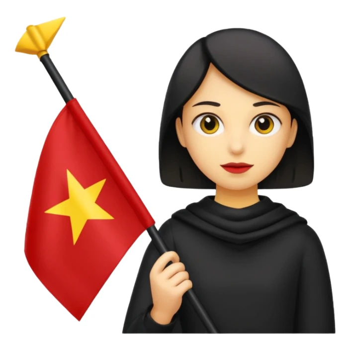 A person holding a black, yellow, and red flag sticker