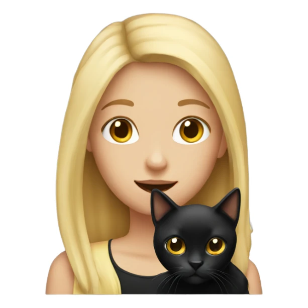 blonde girl holding a black cat sticker