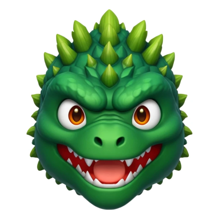 close-up of Godzilla's face, detailed and expressive, emoji style sticker