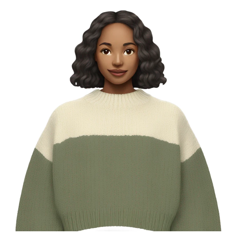 Sage and cream cropped oversize wool sweater, isolated sticker