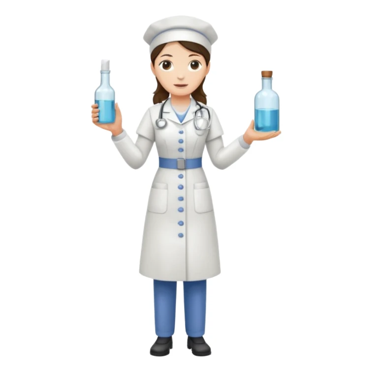 Victorian full body nurse holding medicine bottle sticker