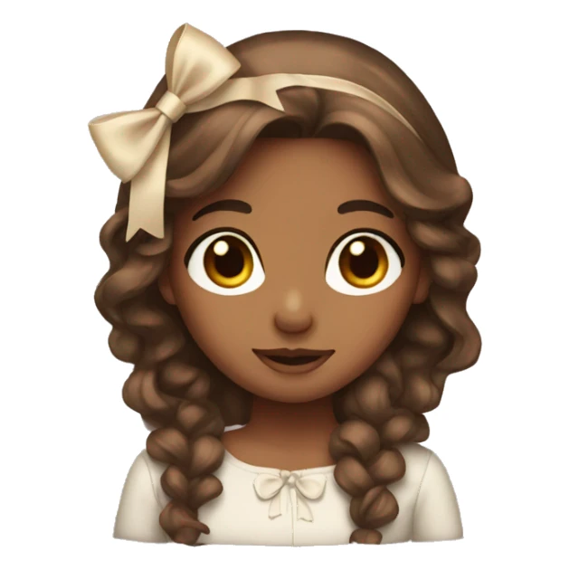 Brown hair girl with bow  sticker