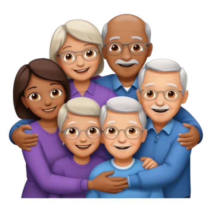 family with grandparents, group hug sticker