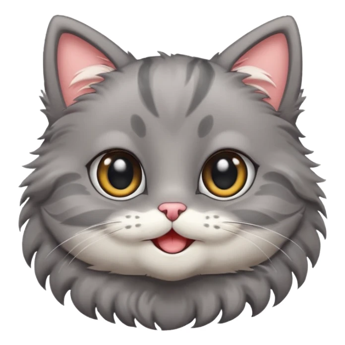 Sticker of a very cute gray cartoon cat sticker