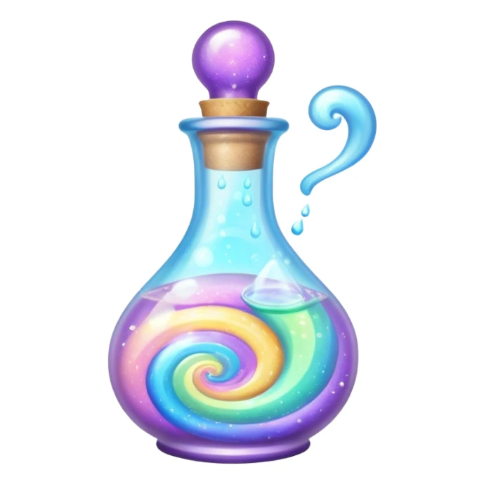 Sparkling shiny pastel potion in a magic bottle sticker