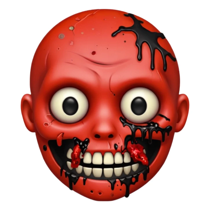 Zombie emoji with black grills and red paint splattered on it sticker