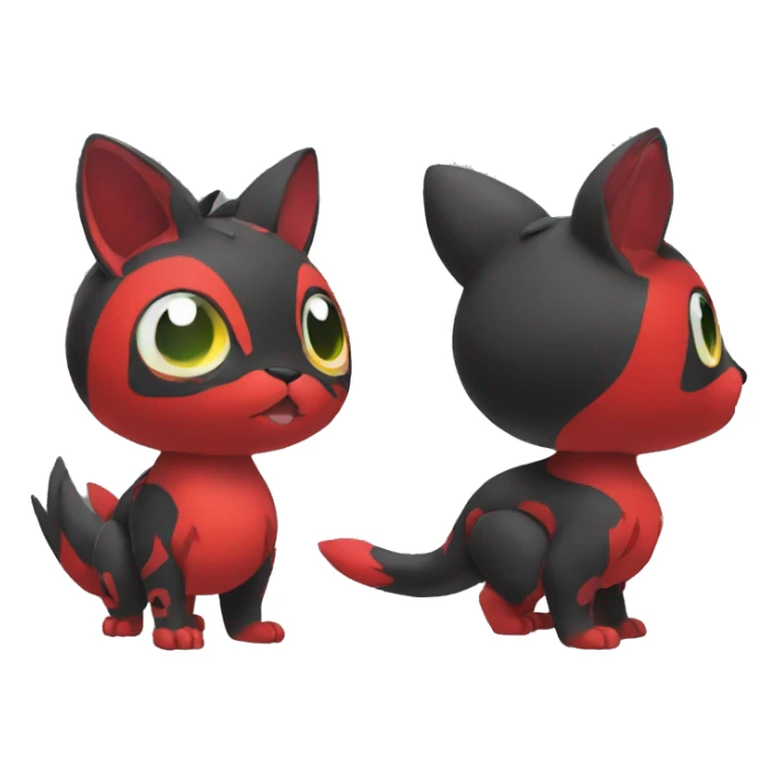 Cute cool black red animal hybrid Fakemon full body sticker