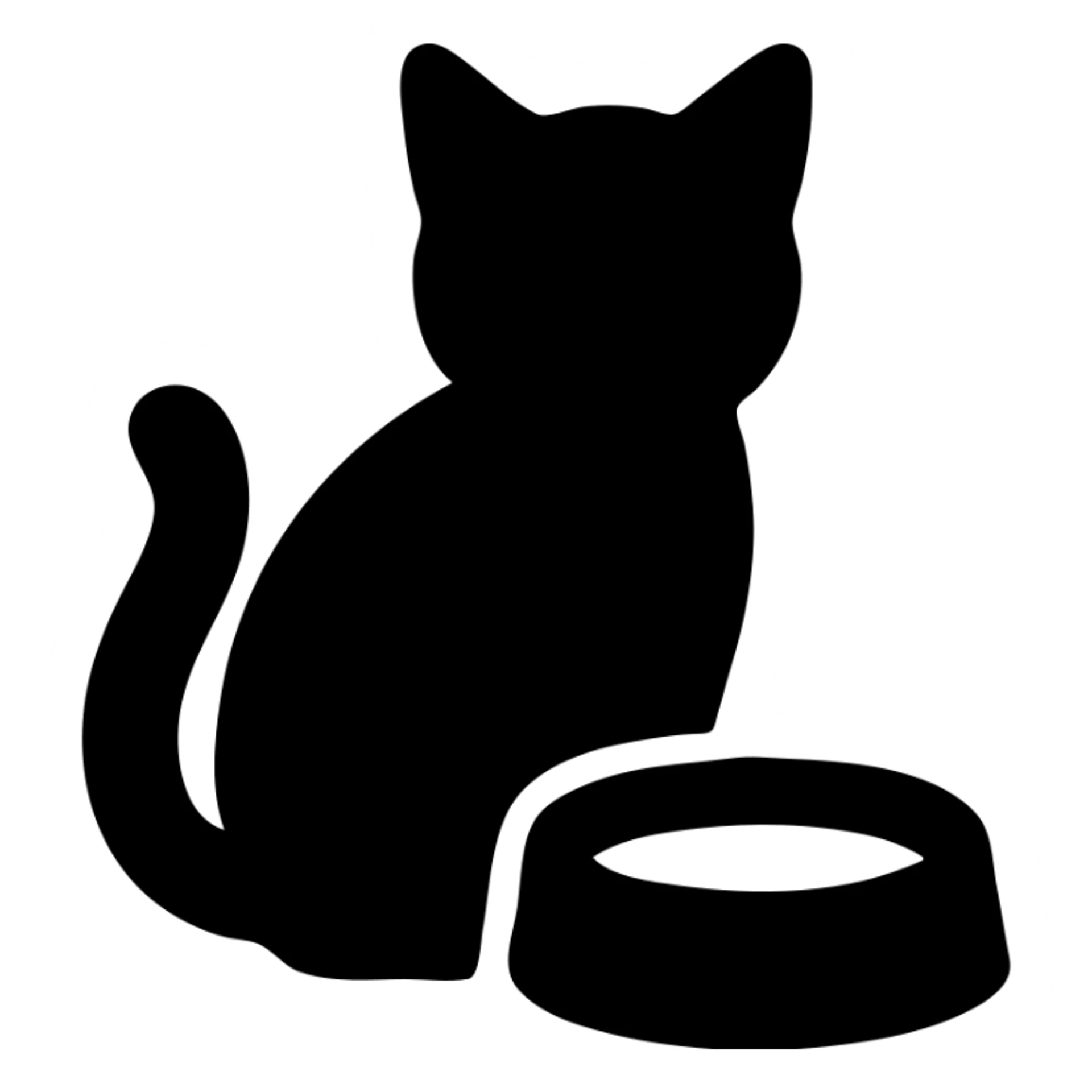 solid filled icon of a cat with a bowl of milk sticker