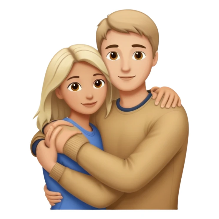 Caucasian people hugging each other, friendship, warm embrace sticker