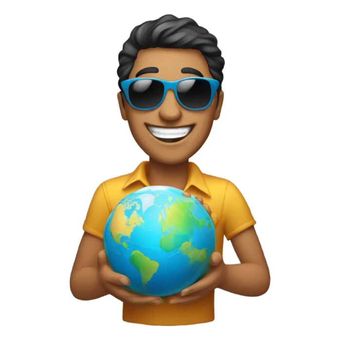 Happy Latino sunglasses with the world in his hands sticker