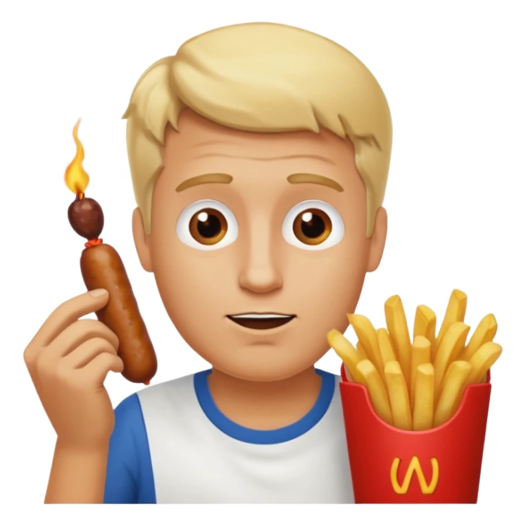 Hombre Rubio con una salchipapas pero la salchicha está quemada sticker
