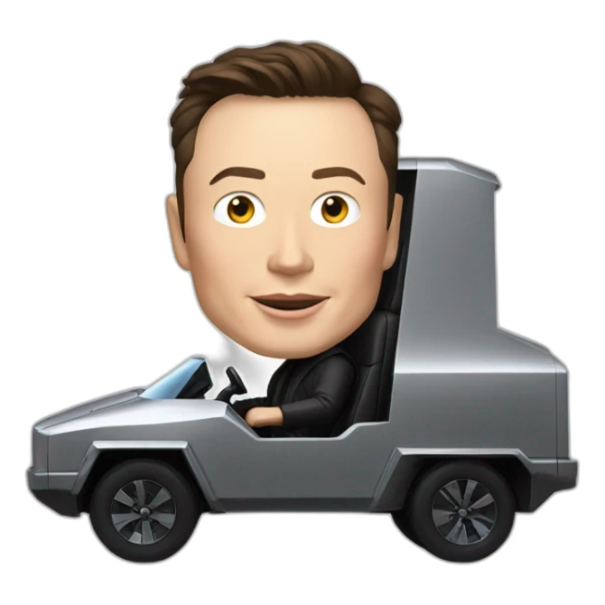 Elon musk riding in a Tesla cyber truck  sticker