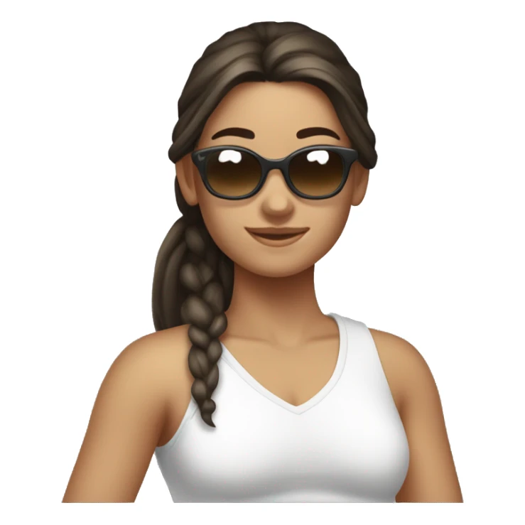 18 year old, Female, brunete, Pony tail, beach clothes, sungasses sticker