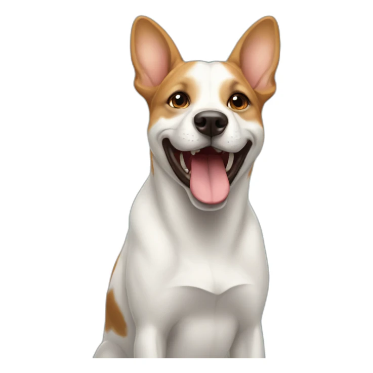 dog_big mouth_smile_in butterfly on the neck sticker