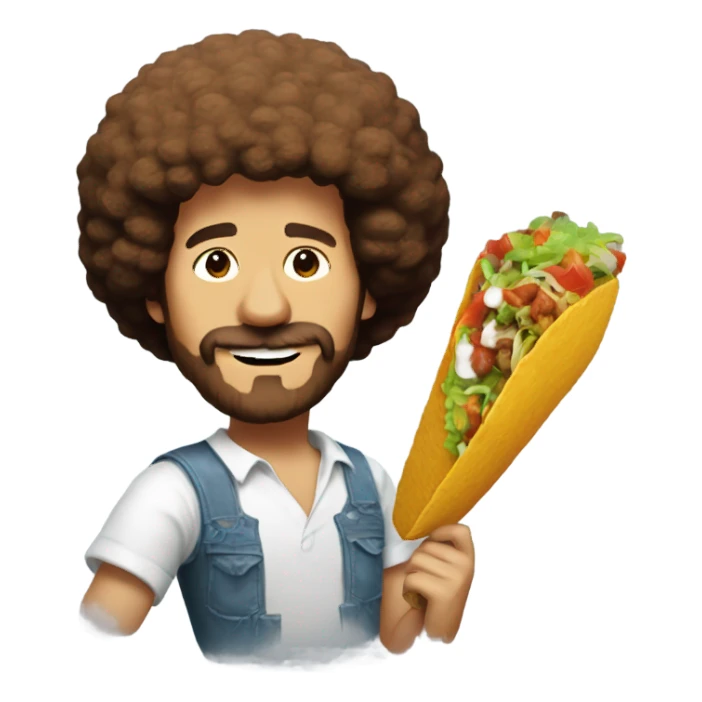 Bob Ross with painting of taco sticker