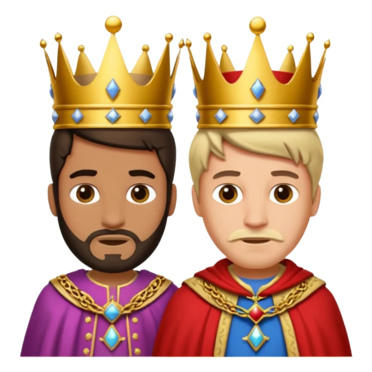 two kings with neutral expressions not too detailed but also not two simpel
they should look alike but with other colored clothing sticker
