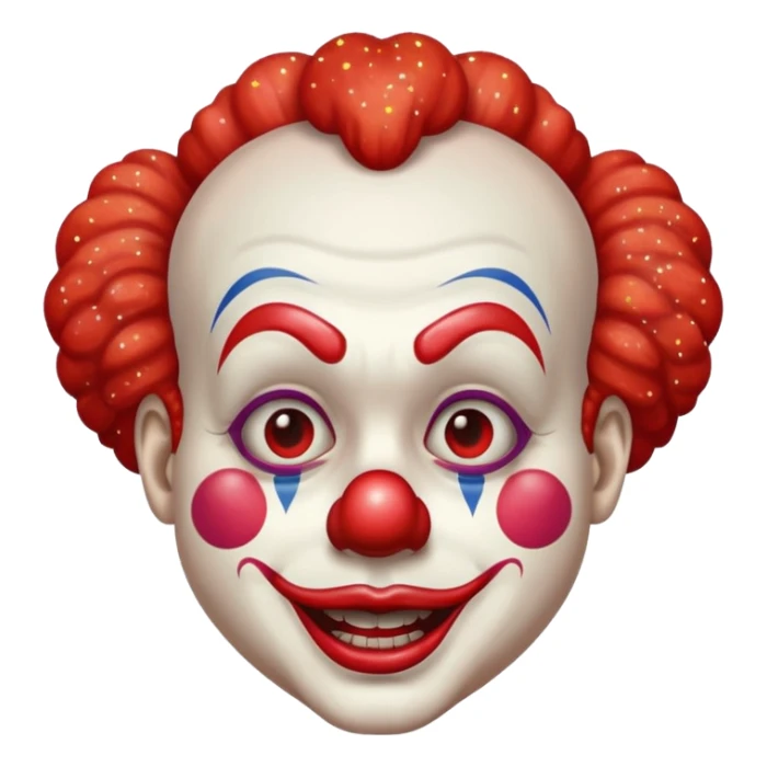 red glitter clown with the retarded facial expression sticker