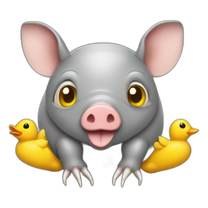 Gray pig armadillo centipede insect with yellow duck face sticker