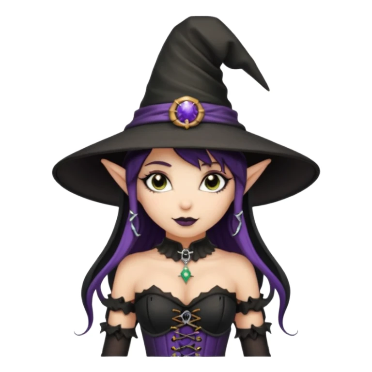 Goth and tan girl elf girl in witch hat and corset sticker