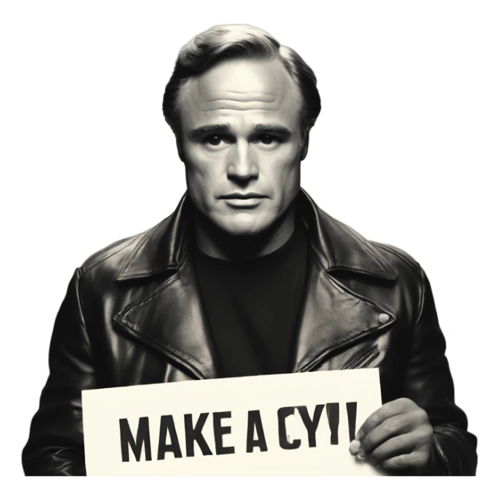  Marlon brando holding a sign saying “Make an Offer” sticker