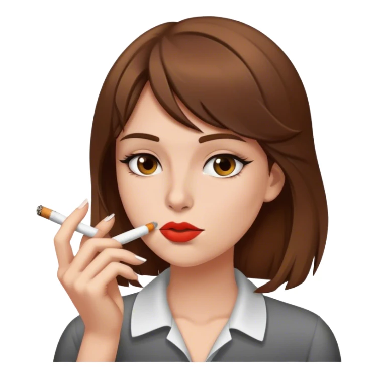 girl with brown hair smoking a ciagarette  sticker