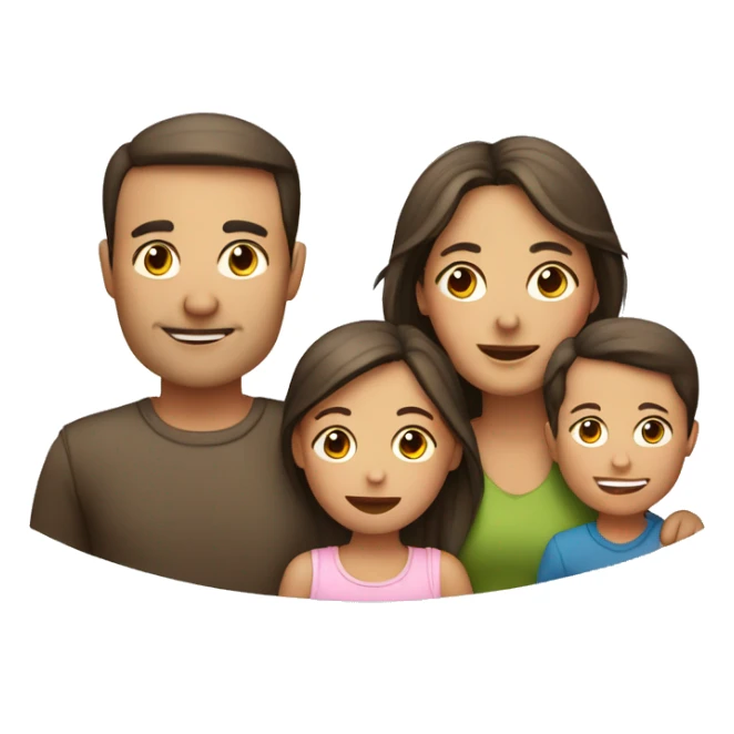 familia de papa, mama y dos niños sticker