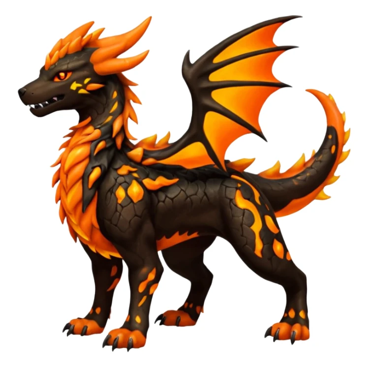Copper-Bronze Molten-Lava Glow-Cracked Fiery-Runed Draconic Houndoom-Garchomp-Arcanine-Zygarde-hybrid-creature (full body) sticker