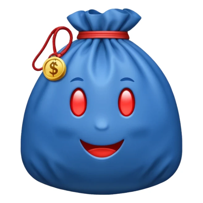 money bag blue (#00A3E0) and red (#F9423A) sticker