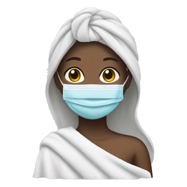 Girl wearing face mask and towel sticker