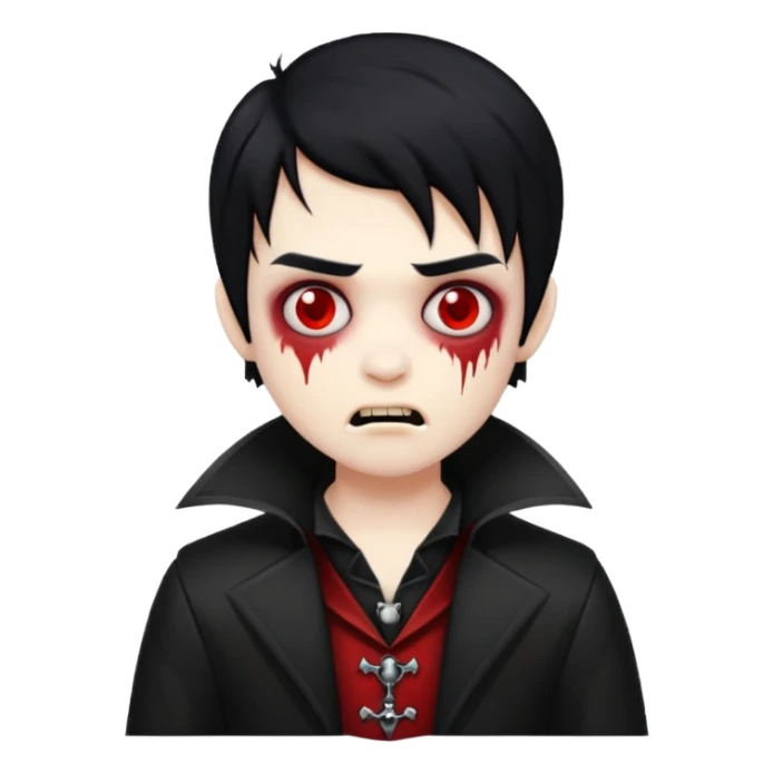 Boy vampire zombie with black hair emo emoji sticker