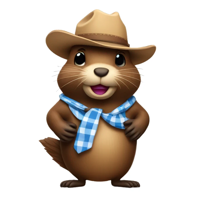 Beaver wearing a cowboy hat with a check in hand sticker