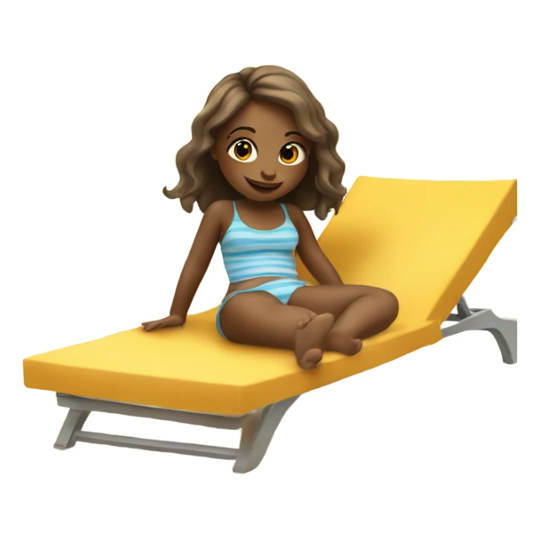 little girl on the beach in a sunbed sticker