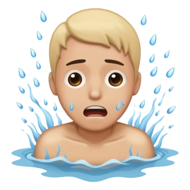 Tête qui se noit dans l’eau avec l’eau qui monte jusqu’à la bouche sticker