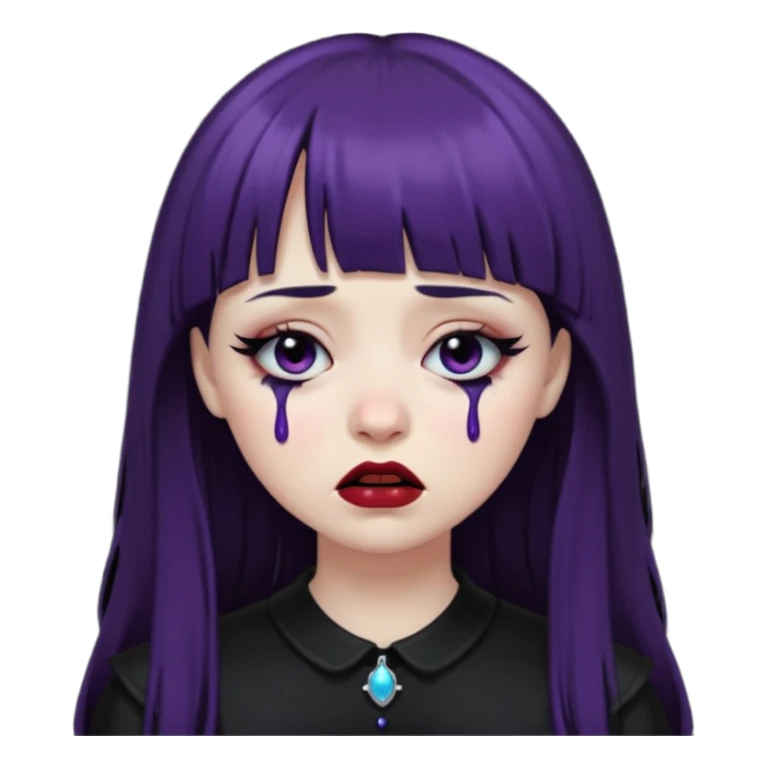 Gótica sem maquiagem de franjinha chorando noite sticker