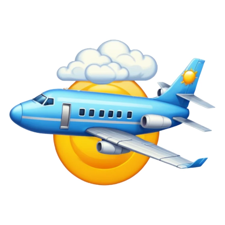 Crée un emoji en pixel art combinant 🛫 (avion au décollage) et 🌤️ (soleil derrière un nuage).
Style : rétro pixel art, résolution 32x32 pixels.
Format : PNG avec fond transparent. sticker