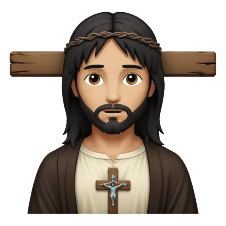 jesus-body-on-the-cross, with black edgy  Emo hair sticker