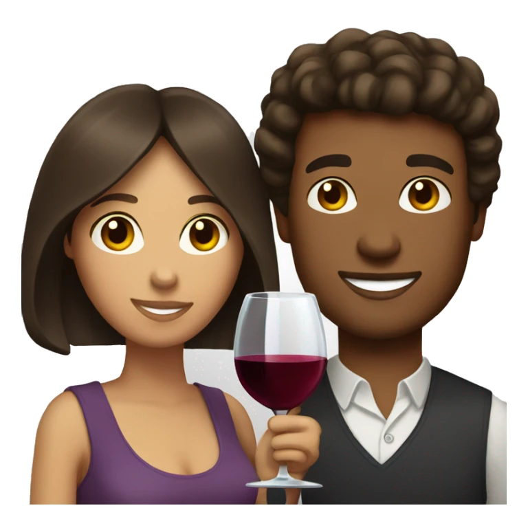 Brunette woman and light brown man drinking wine sticker
