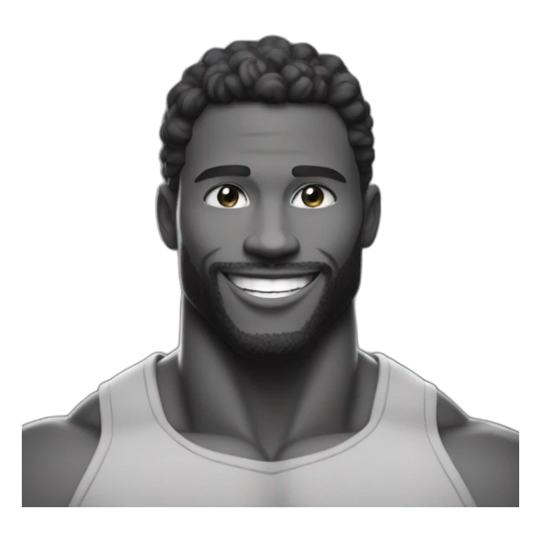 Giga Chad smiling black and white musculation meme a little from profile sticker