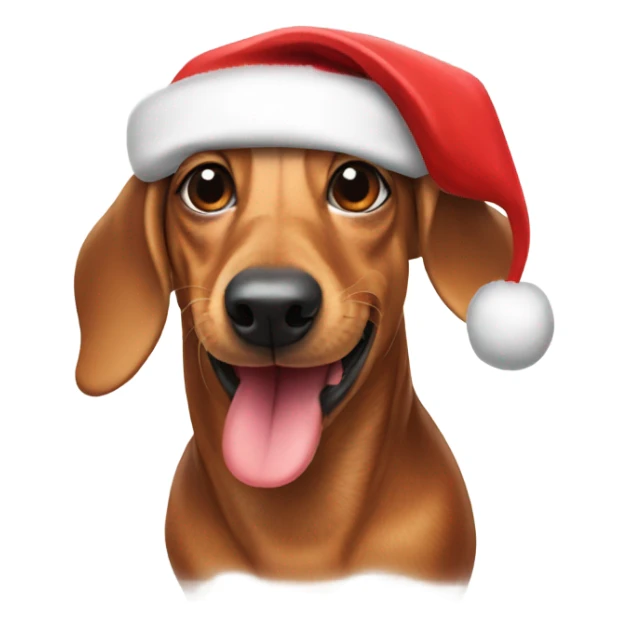 Wiener dog wearing Santa hat  sticker