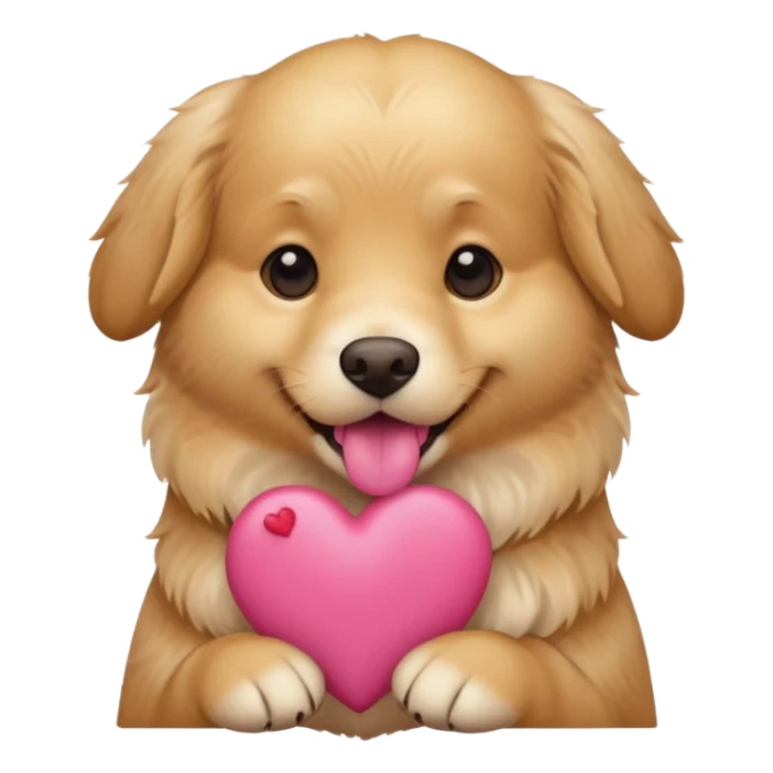 A dog holding a heart (modeled after a Golden Retriever) sticker