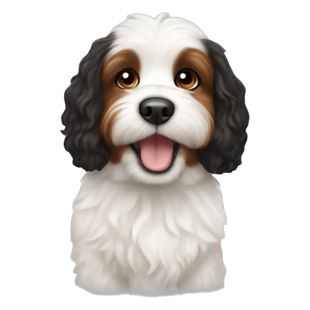 cute white dog and cute black brown and white cavoodle sticker