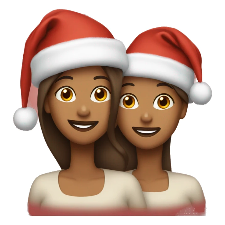 Three brown sisters wearing Christmas hats sticker