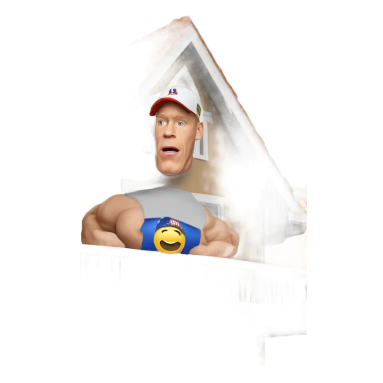 John Cena on top of a house  sticker