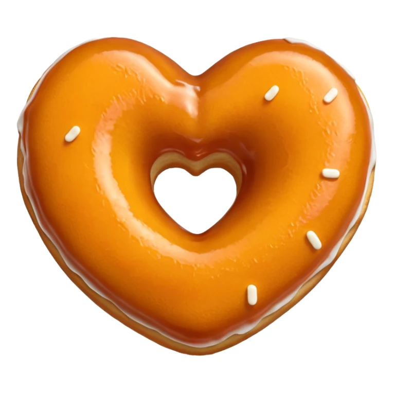 Realistic isolated heart shaped donut with orange & glaze. sticker