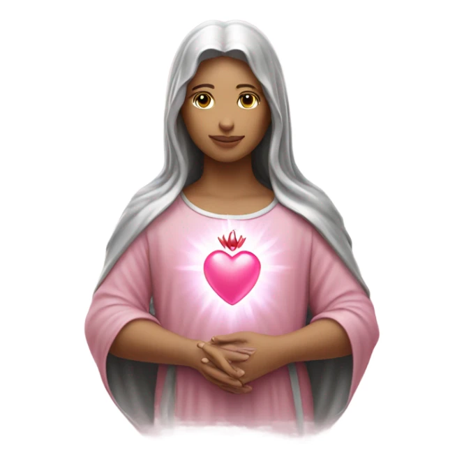 Sacred heart light pink and silver sticker