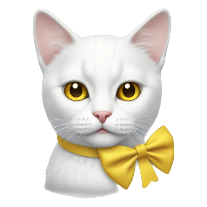 white cat w bow and yellow nose sticker