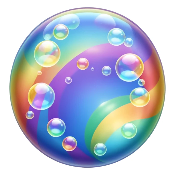 soap bubbles and soap foam transparent soap bubbles shimmering in different colors of the rainbow sticker